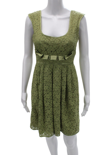 Nanette Lepore Women A-Line Dress Green Lace Floral Size 2