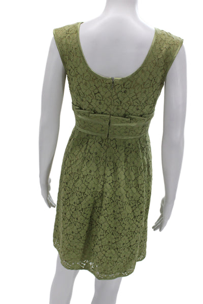 Nanette Lepore Women A-Line Dress Green Lace Floral Size 2