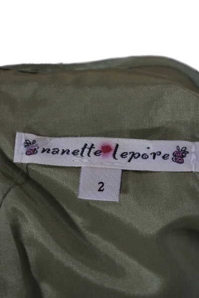 Nanette Lepore Women A-Line Dress Green Lace Floral Size 2