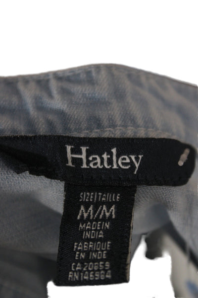 Hatley Women Light Blue Shirt Dress Short Sleeve Button Size M