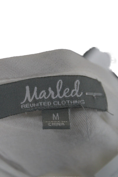 Marled Womens Basic White T-Shirt Rayon Spandex Short Sleeve Round Neck Size M