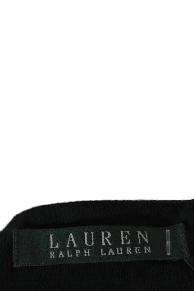Lauren Ralph Lauren Women Black Mock Neck Long Sleeve Button-Up Top Size S