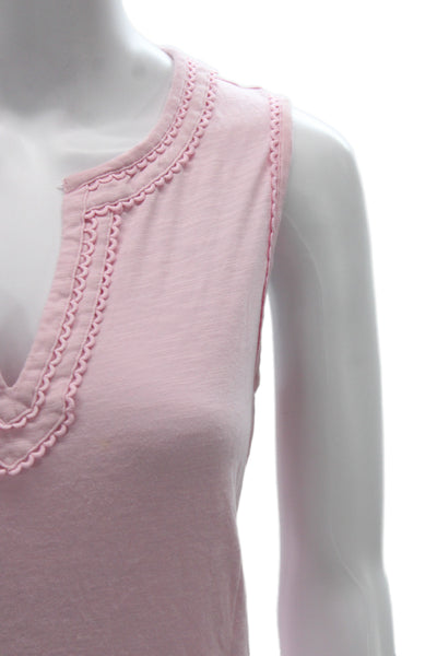Boden Womens Basic V-Neck Sleeveless Cotton Tank Pink Solid Size 6