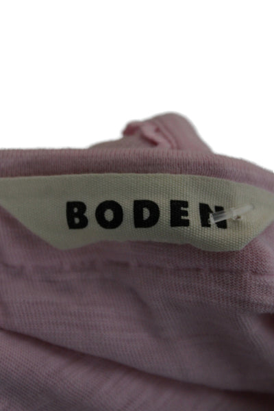 Boden Womens Basic V-Neck Sleeveless Cotton Tank Pink Solid Size 6