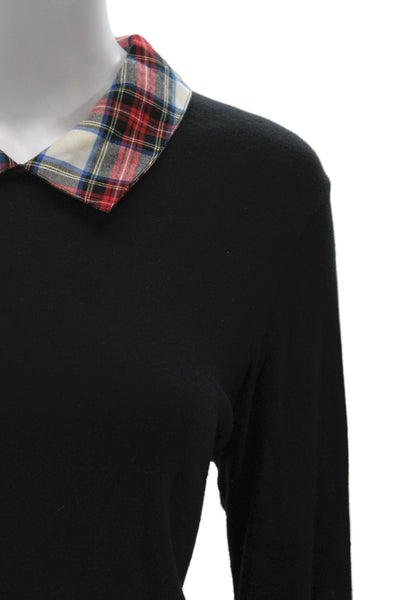 J Crew Womens Black Plaid Collared Cotton Button Long Sleeve Blouse Size M
