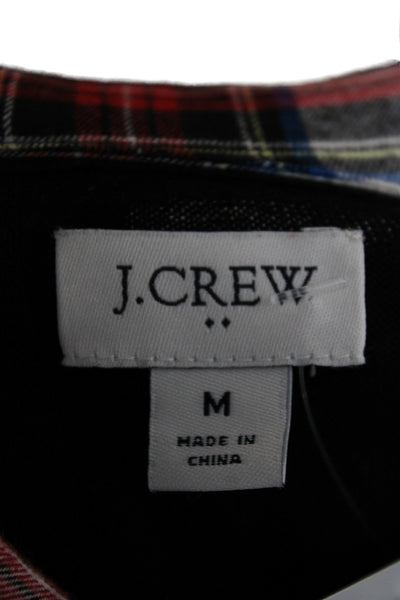 J Crew Womens Black Plaid Collared Cotton Button Long Sleeve Blouse Size M