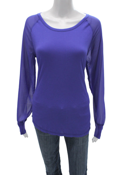 Calvin Klein Womens Basic Long Sleeve Round Neck Purple T-Shirt Size S