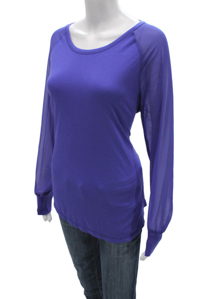Calvin Klein Womens Basic Long Sleeve Round Neck Purple T-Shirt Size S