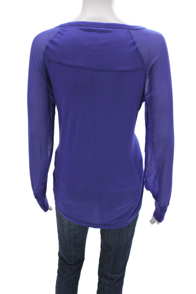 Calvin Klein Womens Basic Long Sleeve Round Neck Purple T-Shirt Size S