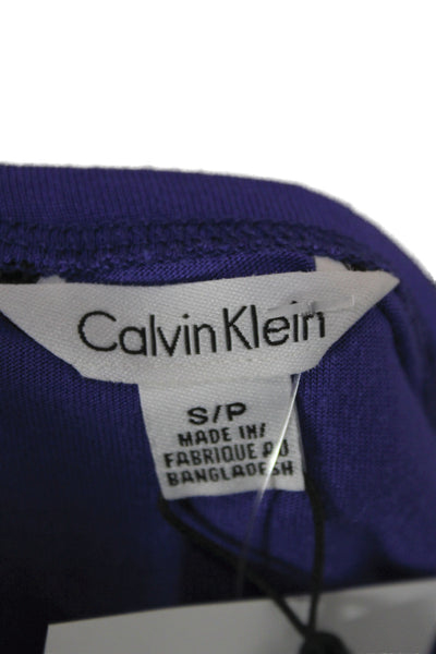 Calvin Klein Womens Basic Long Sleeve Round Neck Purple T-Shirt Size S