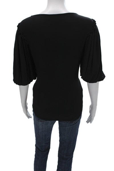 DKNY Women Black Short Sleeve Blouse Size M