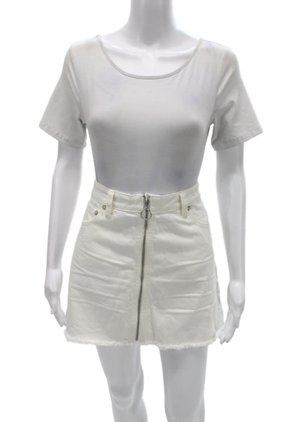 Free People Women Mini A-Line White Cotton Skirt Size 31