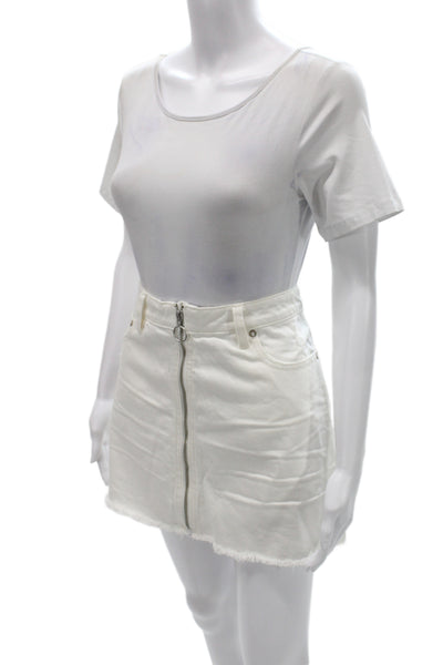 Free People Women Mini A-Line White Cotton Skirt Size 31