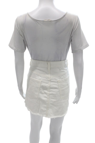 Free People Women Mini A-Line White Cotton Skirt Size 31