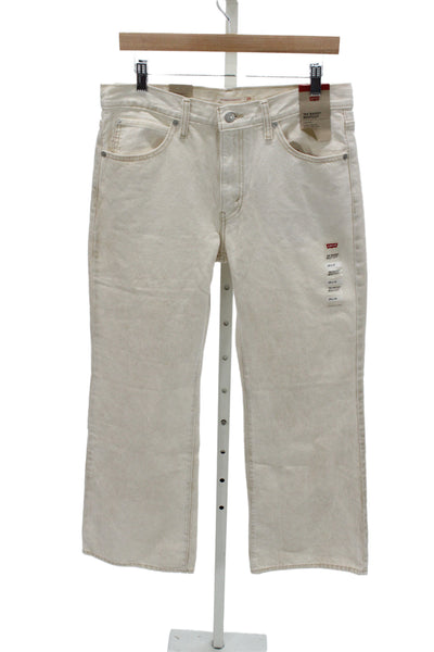 Levis Unisex High Waist Bootcut Jeans Beige 100% Cotton Size 29