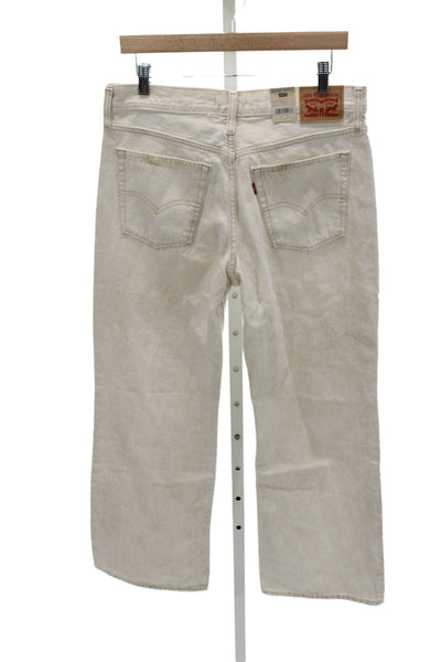 Levis Unisex High Waist Bootcut Jeans Beige 100% Cotton Size 29