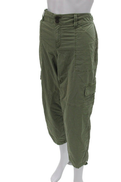 Sanctuary Womens Cropped Cargo Pants Green Button Front Size 30