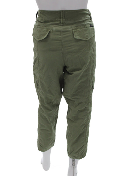 Sanctuary Womens Cropped Cargo Pants Green Button Front Size 30
