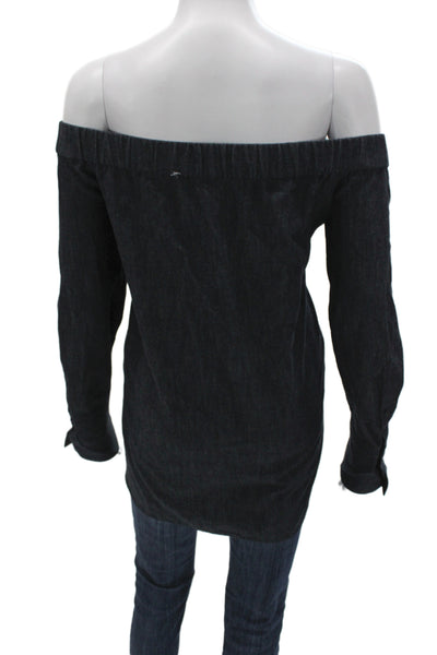 Rag & Bone Womens Dark Blue Cotton Button-Up Long Sleeve Top Size L