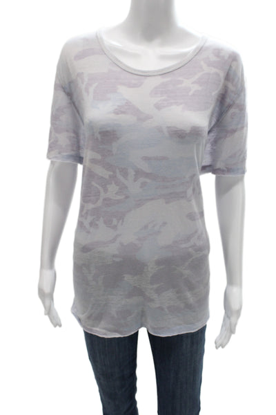 We The Free Womens Gray Camo T-Shirt Short Sleeve Round Neck Size M