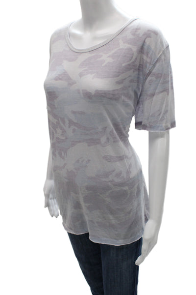 We The Free Womens Gray Camo T-Shirt Short Sleeve Round Neck Size M