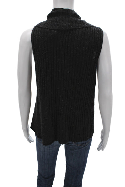 Eileen Fisher Women Cardigan Vest Black Sleeveless Button Size L