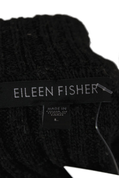 Eileen Fisher Women Cardigan Vest Black Sleeveless Button Size L