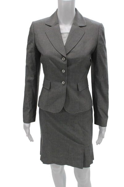 Tahari Levine Women's Collard Button Skirt Suit Set Gray Size 4P