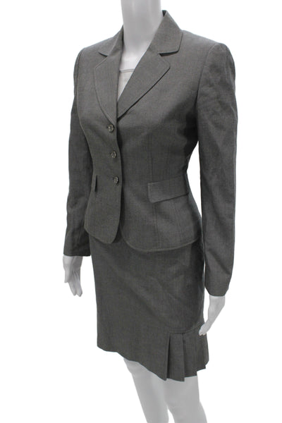 Tahari Levine Women's Collard Button Skirt Suit Set Gray Size 4P