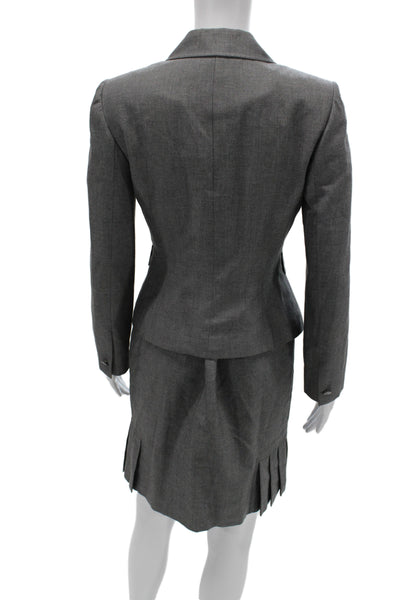 Tahari Levine Women's Collard Button Skirt Suit Set Gray Size 4P