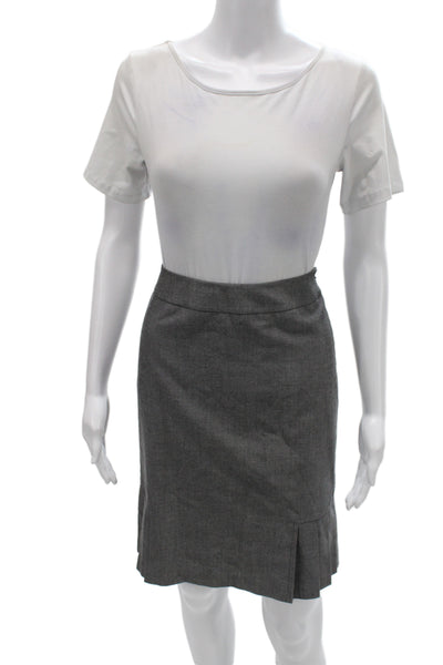 Tahari Levine Women's Collard Button Skirt Suit Set Gray Size 4P