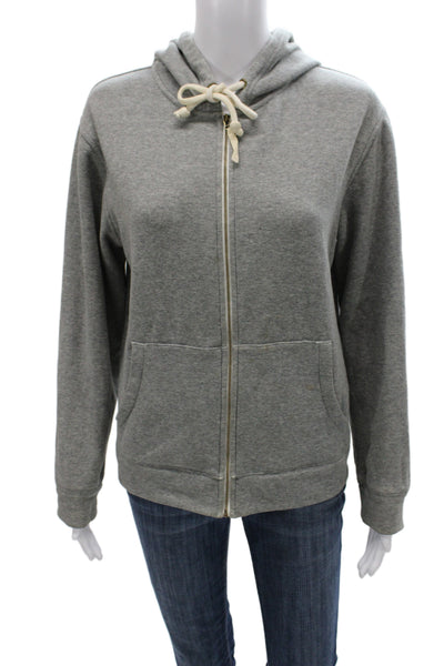 J Crew Unisex Full Zip Hoodie Gray Drawstring Long Sleeve Size S
