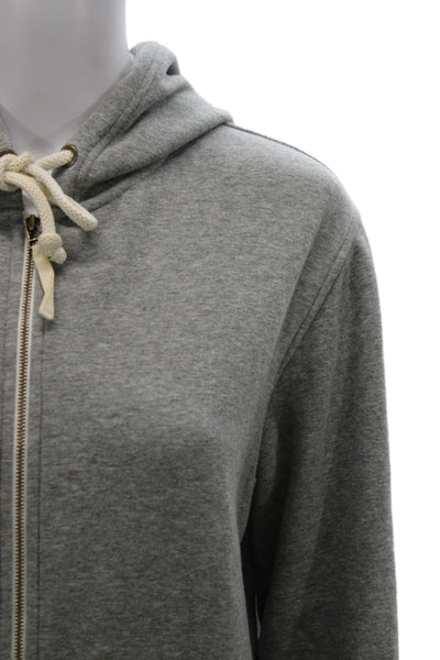 J Crew Unisex Full Zip Hoodie Gray Drawstring Long Sleeve Size S