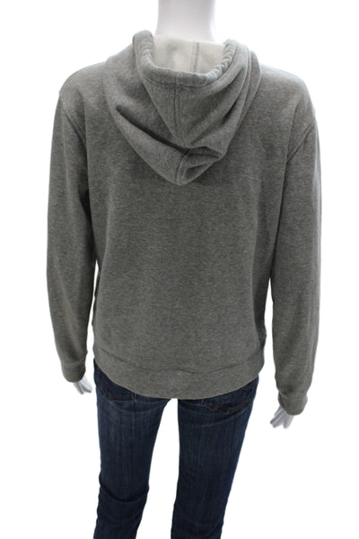 J Crew Unisex Full Zip Hoodie Gray Drawstring Long Sleeve Size S