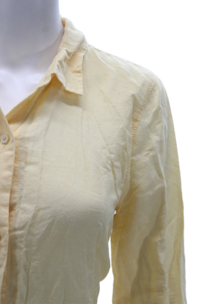 J Crew Women Collared Linen Cotton Long Sleeve Button Up Tunic Beige Size S