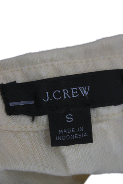 J Crew Women Collared Linen Cotton Long Sleeve Button Up Tunic Beige Size S