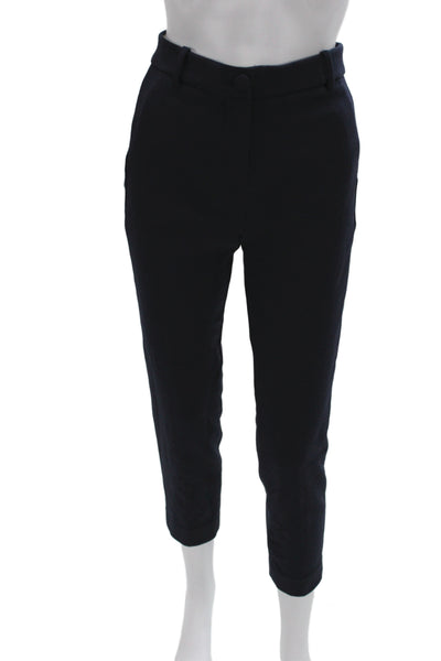 J Crew Womens Cropped Ankle Dress Pants Dark Blue Button Size 2