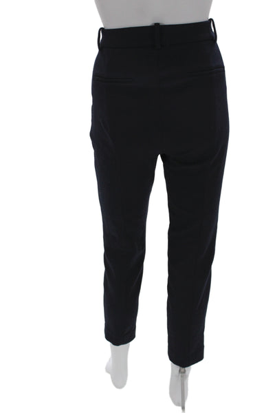 J Crew Womens Cropped Ankle Dress Pants Dark Blue Button Size 2