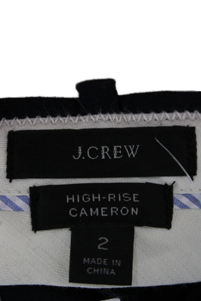 J Crew Womens Cropped Ankle Dress Pants Dark Blue Button Size 2