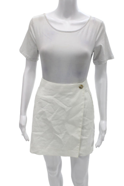 J Crew Women Mini Wrap Skort White Linen Blend Size 4