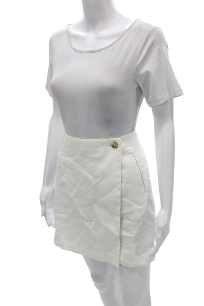 J Crew Women Mini Wrap Skort White Linen Blend Size 4