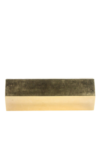 Lee Savage Womens Framed Magnet Top Angled Metal Clutch Handbag Gold Tone