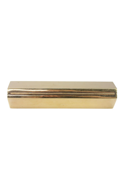 Lee Savage Womens Framed Magnet Top Angled Metal Clutch Handbag Gold Tone