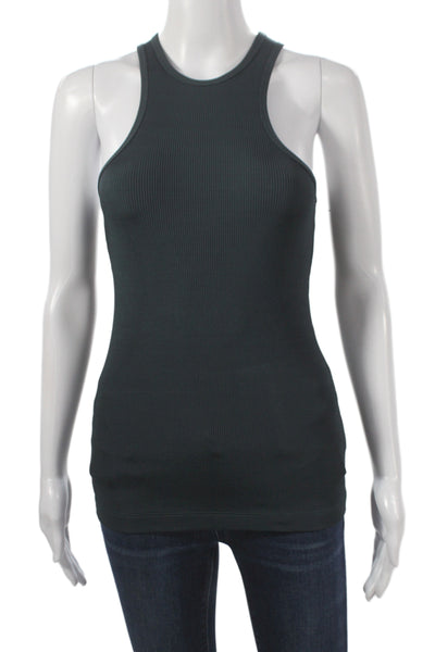 Goldsign Women Basic High Neck Sleeveless Tank Dark Gray Cotton Spandex Size S