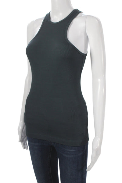 Goldsign Women Basic High Neck Sleeveless Tank Dark Gray Cotton Spandex Size S