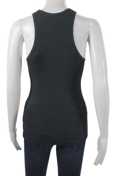 Goldsign Women Basic High Neck Sleeveless Tank Dark Gray Cotton Spandex Size S