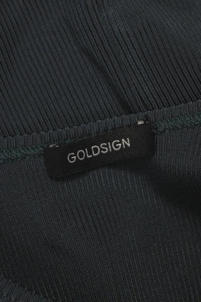 Goldsign Women Basic High Neck Sleeveless Tank Dark Gray Cotton Spandex Size S