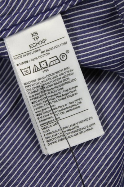 Gap Womens Cropped Striped Collared Button-Up Long Sleeve Cotton Size XS
