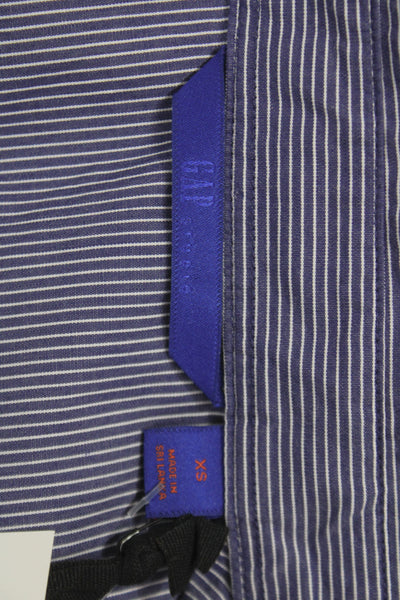 Gap Womens Cropped Striped Collared Button-Up Long Sleeve Cotton Size XS