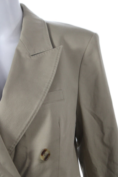 Gap Womens Classic Collared Beige Blazer Long Sleeve Cotton Stretch Size S